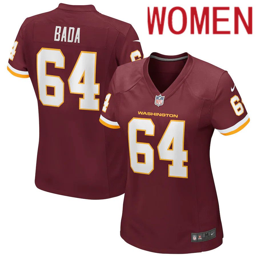 Women Washington Redskins #64 David Bada Nike Burgundy Game Player NFL Jersey